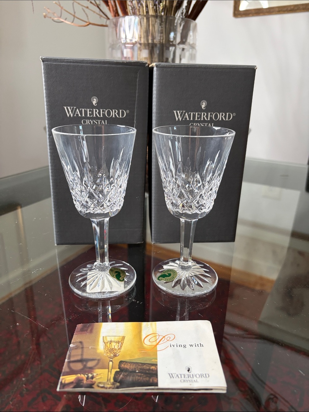 Waterford Lismore Set of 2 White Wine Glasses – Vintage Ireland 1996 NIB